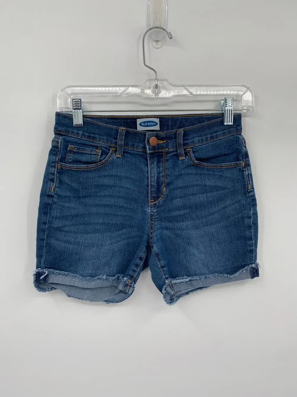 Old Navy Midi Frayed Dark Wash Denim Shorts Girls's 12